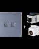 CAT 6 Shielded Pass  through Network Module  Dual Ports Panel   Shielded Pass  through   TV Socket  Grey