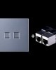 CAT 6 Shielded Pass  through Network Module  Dual Ports Panel   Shielded Pass  through  Grey