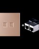 CAT 6 Shielded Pass  through Network Module  Dual Ports Panel   Shielded Pass  through  Gold