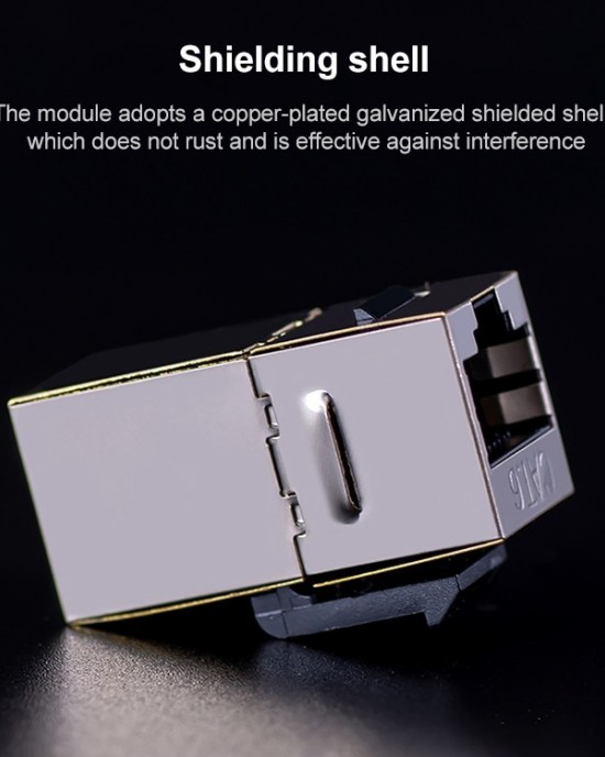 CAT 6 Shielded Pass  through Network Module  Dual Ports Panel   Shielded Pass  through  White