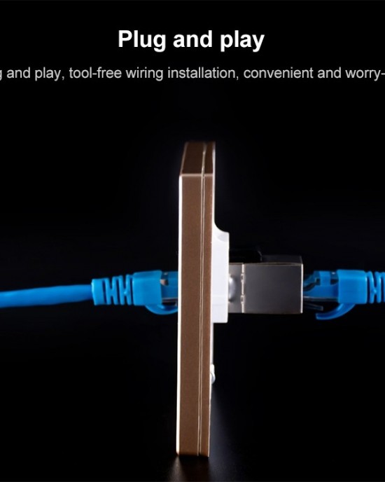 CAT 6 Shielded Pass  through Network Module  Dual Ports Panel   Shielded Pass  through  Gold