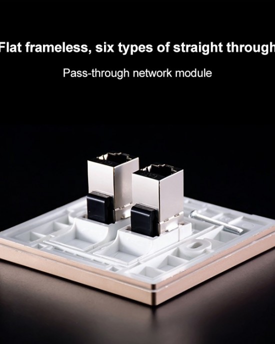 CAT 6 Shielded Pass  through Network Module  Dual Ports Panel   Shielded Pass  through  Gold