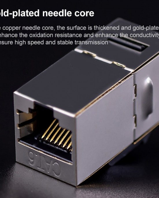 CAT 6 Shielded Pass  through Network Module  Dual Ports Panel   Shielded Pass  through  White
