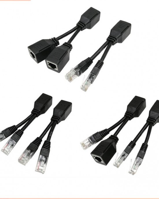 2 Sets RJ45 Network Signal Splitter Upoe Separation Cable  Style  U  02 3 Crystal Heads   1 Female