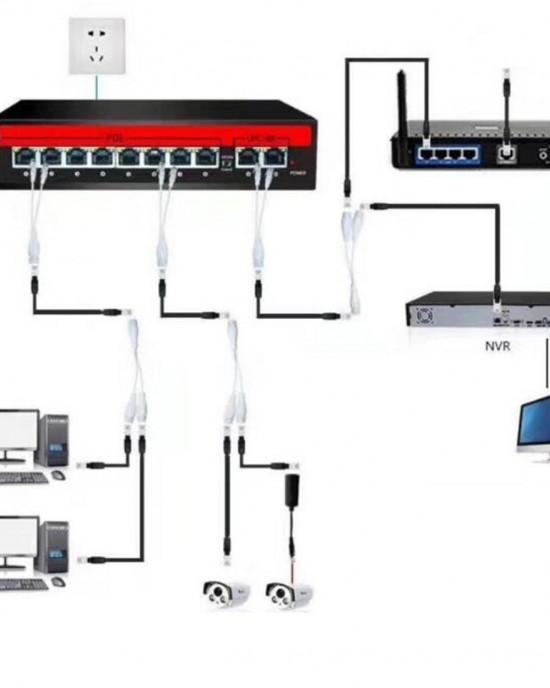 2 Sets RJ45 Network Signal Splitter Upoe Separation Cable  Style  U  02 3 Crystal Heads   1 Female