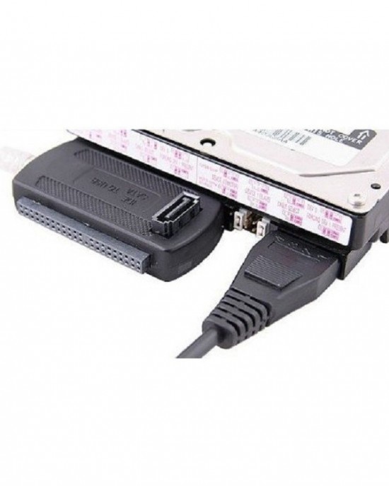 YP009 Three  Purpose USB to IDE SATA Easy Drive Cable Hard Disk Drive Data Cable with Power Supply  EU Plug Set