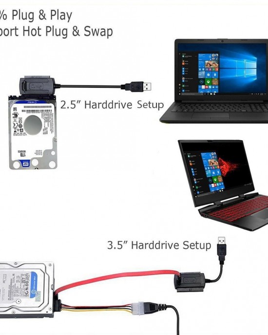 YP009 Three  Purpose USB to IDE SATA Easy Drive Cable Hard Disk Drive Data Cable with Power Supply  EU Plug Set